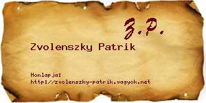 Zvolenszky Patrik névjegykártya